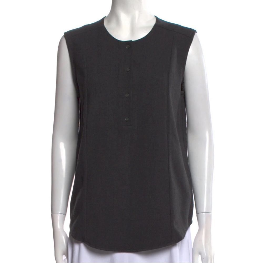 James Perse Charcoal Sleeveless Henley Top